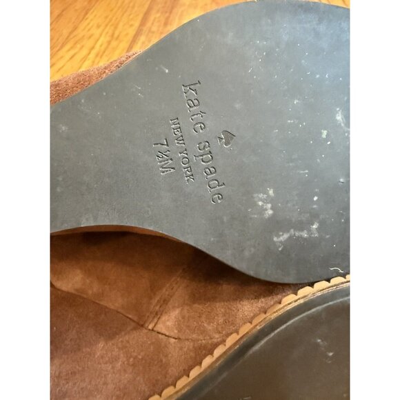 Kate Spade New York Saundra Honey Brown Suede Lace Up Wedge Ankle Boot Size 7.5 - Picture 10 of 10
